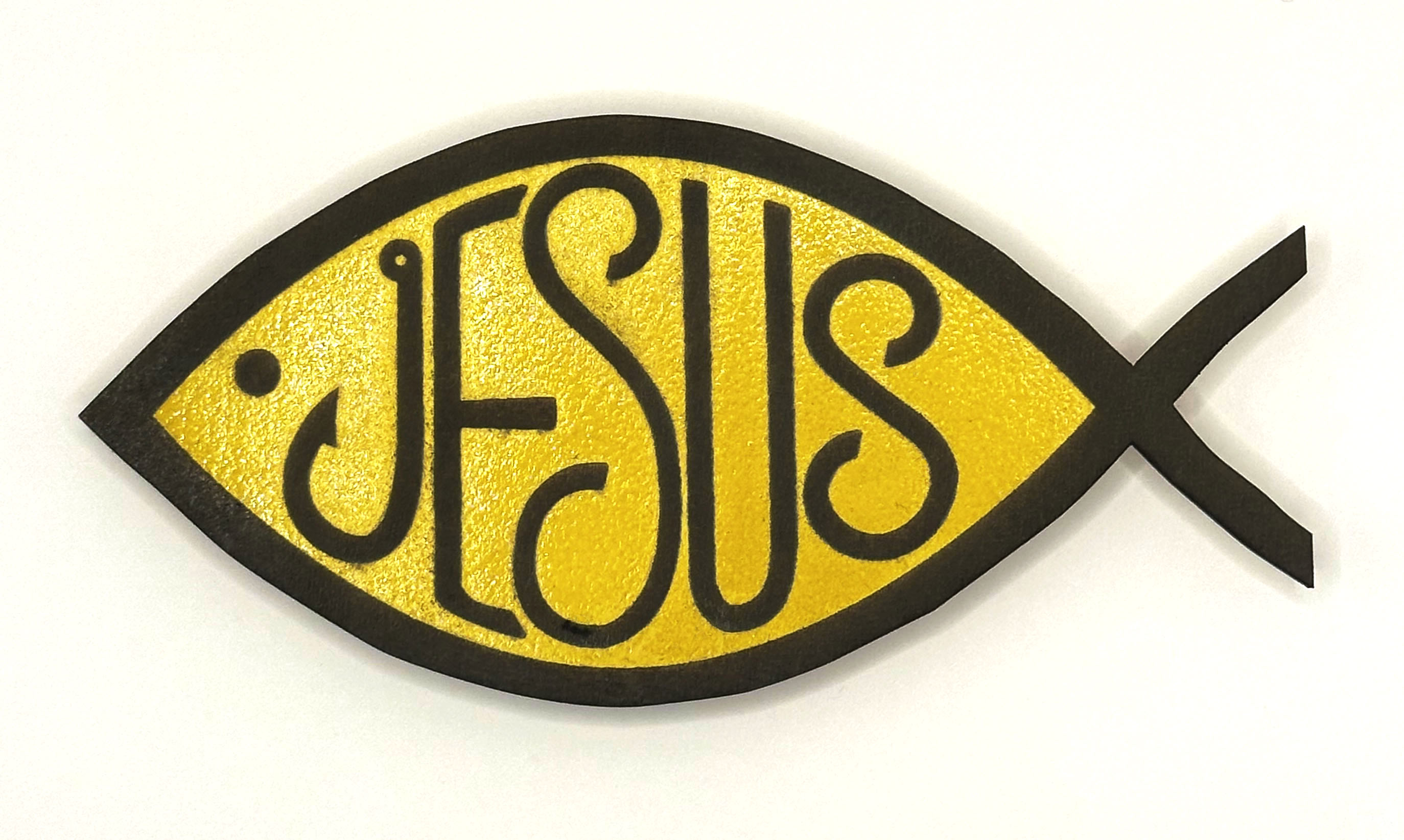Laser engraved Jesus fish refrigerator magnet
